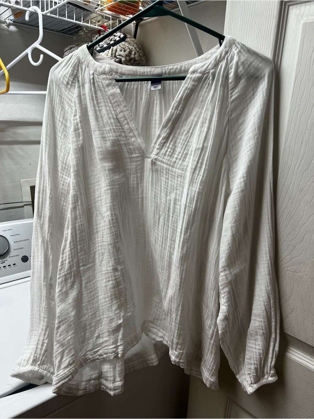 Old Navy Cream Gauze V-Neck Long-Sleeve Tunic